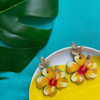 Yellow Hibiscus Earrings