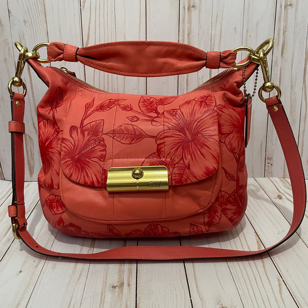 Salmon Red Hibiscus purse